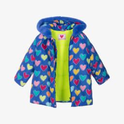 Agatha Ruiz de la Prada-Пальто синее с сердечками для девочек | Childrensalon