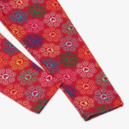 Agatha Ruiz de la Prada-Легинсы красные хлопковые с сердцами и цветами для девочек | Childrensalon