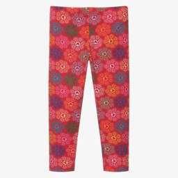 Agatha Ruiz de la Prada-Легинсы красные хлопковые с сердцами и цветами для девочек | Childrensalon