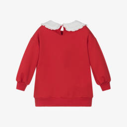 Agatha Ruiz de la Prada-Свитшот красный хлопковый с синей птицей для девочек | Childrensalon