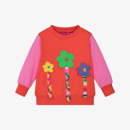 Agatha Ruiz de la Prada-Girls Red & Pink Cotton Jersey Sweatshirt | Childrensalon