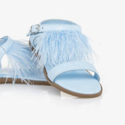 Age of Innocence-Girls Blue Feather Sandals | Childrensalon