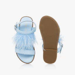 Age of Innocence-Girls Blue Feather Sandals | Childrensalon
