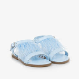 Age of Innocence-Girls Blue Feather Sandals | Childrensalon