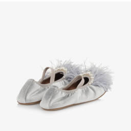 Age of Innocence-Girls Grey Velvet Ballerina Pumps | Childrensalon