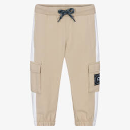 Baby Boys Beige Cotton Cargo Joggers