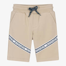 AIGNER-Baby Boys Beige Cotton Logo Tape Shorts | Childrensalon