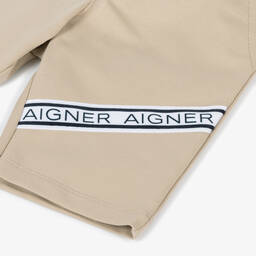 AIGNER-Baby Boys Beige Cotton Logo Tape Shorts | Childrensalon