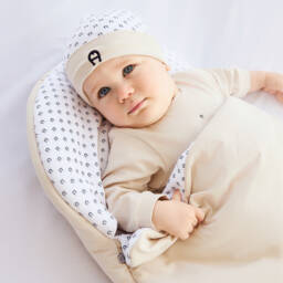 AIGNER-Baby Boys Beige Pima Cotton Padded Nest (74cm) | Childrensalon