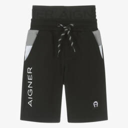 AIGNER-Baby Boys Black Cotton Shorts | Childrensalon