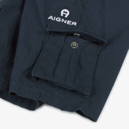 AIGNER-Baby Boys Blue Cotton Cargo Shorts | Childrensalon