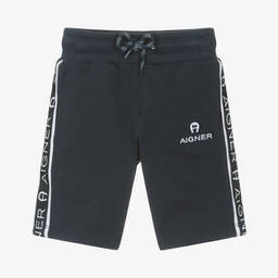 AIGNER-Baby Boys Navy Blue Cotton Shorts | Childrensalon