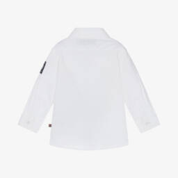 AIGNER-Baby Boys White & Blue Cotton Shirt | Childrensalon