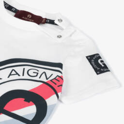 AIGNER-Baby Boys White Cotton T-Shirt With Horseshoe | Childrensalon