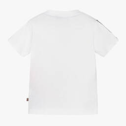 AIGNER-Baby Boys White Cotton T-Shirt With Logo Tape | Childrensalon