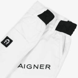 AIGNER-Baby Boys White Embroidered Logo Cotton Shorts | Childrensalon