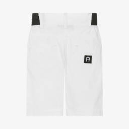 AIGNER-Baby Boys White Embroidered Logo Cotton Shorts | Childrensalon