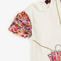 AIGNER-Baby Girls Ivory & Pink Cotton Crossbody Bag Dress | Childrensalon