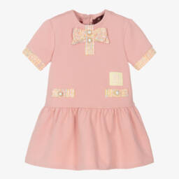 AIGNER-Baby Girls Pink Cotton Tweed Bow Dress | Childrensalon