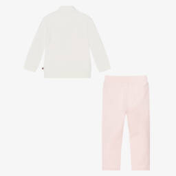 AIGNER-Baby Girls Pink & Ivory Cotton Tracksuit | Childrensalon
