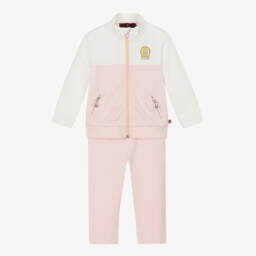 AIGNER-Baby Girls Pink & Ivory Cotton Tracksuit | Childrensalon