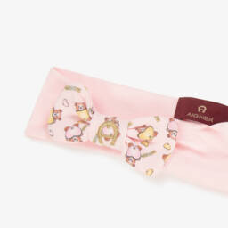 AIGNER-Baby Girls Pink Pima Cotton Teddy Bears Headband | Childrensalon