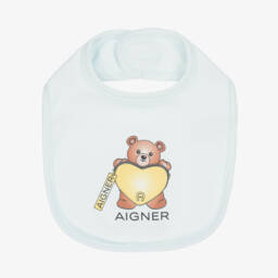 AIGNER-Boys Pale Blue Pima Cotton Teddy Babygrow | Childrensalon