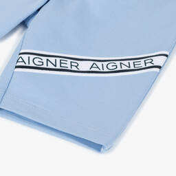 AIGNER-Boys Blue Cotton Logo Tape Shorts | Childrensalon