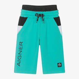AIGNER-Boys Green Cotton Shorts | Childrensalon