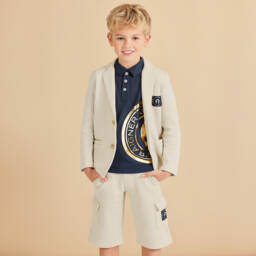 AIGNER-Boys Navy Blue Cotton Polo Shirt | Childrensalon
