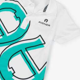 AIGNER-Boys White Cotton Polo Shirt | Childrensalon