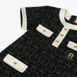 AIGNER-Girls Black & Gold Cotton Dress | Childrensalon