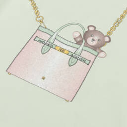 AIGNER-Girls Green Bag Print Cotton Dress | Childrensalon