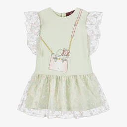 AIGNER-Girls Green Cotton Handbag Dress | Childrensalon