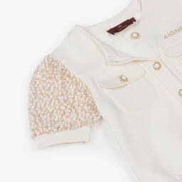 AIGNER-Girls Ivory Cotton Jersey Trouser Set | Childrensalon