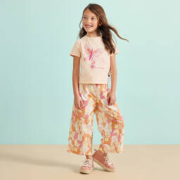 AIGNER-Girls Orange Cotton Butterfly T-Shirt | Childrensalon