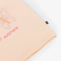 AIGNER-Girls Orange Cotton Butterfly T-Shirt | Childrensalon