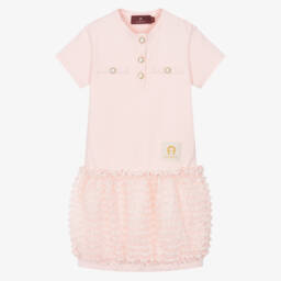 AIGNER-Girls Pink Cotton Frilly Bubble Dress | Childrensalon