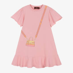AIGNER-Girls Pink Cotton Handbag Dress | Childrensalon