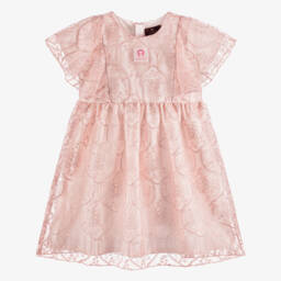 AIGNER-Baby Girls Pink Floral Embroidered Tulle Dress | Childrensalon