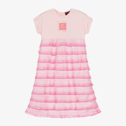 AIGNER-Girls Pink Jersey & Tiered Knit Dress | Childrensalon