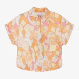 Girls Pink & Orange Cotton Blouse