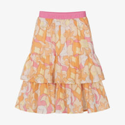 AIGNER-Girls Pink & Orange Cotton Tiered Skirt | Childrensalon