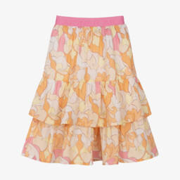 AIGNER-Girls Pink & Orange Cotton Tiered Skirt | Childrensalon