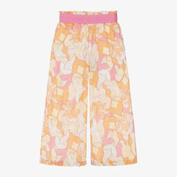 Girls Pink & Orange Cotton Trousers
