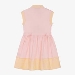 AIGNER-Girls Striped Pink Cotton Dress | Childrensalon