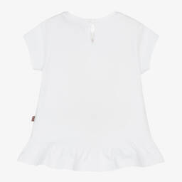 AIGNER-Girls White Cotton Logo Hearts T-Shirt | Childrensalon