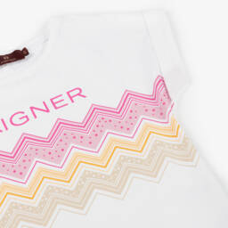 AIGNER-Girls White Cotton Zigzag T-Shirt | Childrensalon