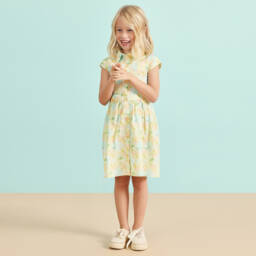 AIGNER-Girls Yellow Geometric Cotton Shirt Dress | Childrensalon