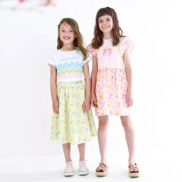 AIGNER-Girls Yellow Pastel Print Skirt | Childrensalon